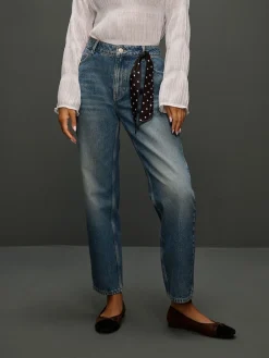 Next Mid Rise Ankle Straight Leg Jeans With Scarf Mid Blue Polka Dot Online