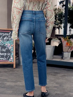 Next Stovepipe Straight Leg Jeans Mid Blue Online