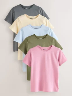 Next Crew Neck Cotton Rich T-Shirts 5 Pack Minerals Clearance