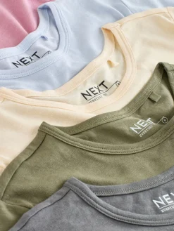 Next Crew Neck Cotton Rich T-Shirts 5 Pack Minerals Clearance
