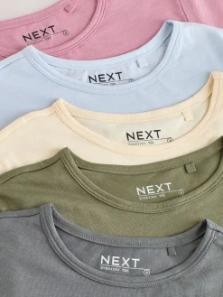 Next Crew Neck Cotton Rich T-Shirts 5 Pack Minerals Clearance