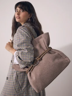 Next Mink Brown Felt Belted Shoulder Bag Hot