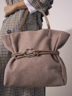 Next Mink Brown Felt Belted Shoulder Bag Hot