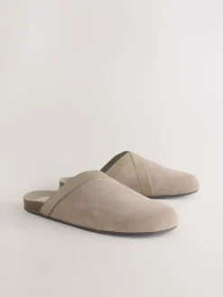 Next Forever Comfort Leather Clean Footbed Clogs Mink Brown New