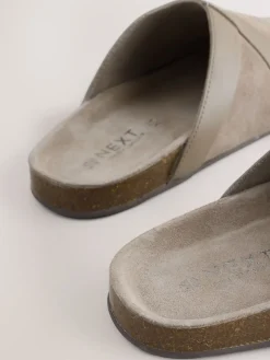 Next Forever Comfort Leather Clean Footbed Clogs Mink Brown New