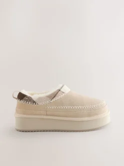 Next Forever Comfort® Leather Fur Lined Cosy Platform Shoes Mink Brown New