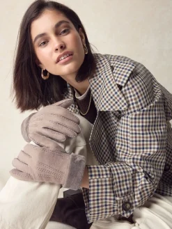 Next N. Premium Leather Sheepskin Gloves Mink Brown