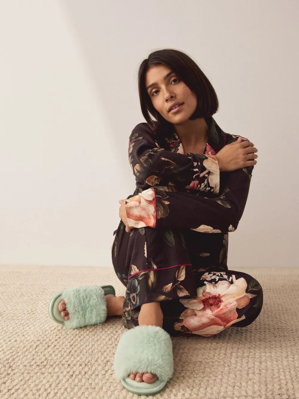 Next Mint Green Faux Fur Lined Slider Slippers Best