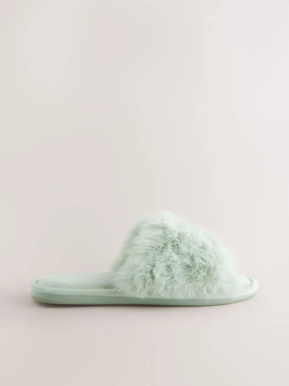 Next Mint Green Faux Fur Lined Slider Slippers Best