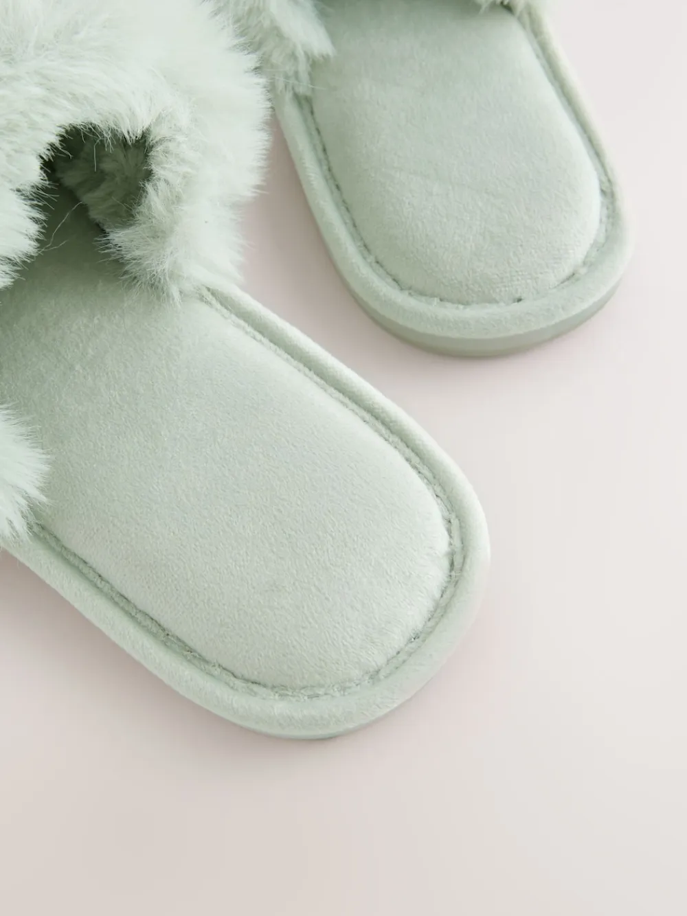 Next Mint Green Faux Fur Lined Slider Slippers Best