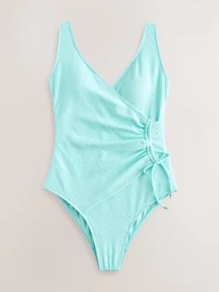 Next Mint Green Textured Ruched Side Tummy Shaping Control Swimsuit Discount