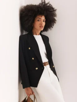 Mint Velvet Black Double Breasted Blazer