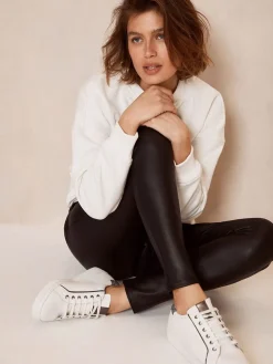 Mint Velvet Black Leather Look Leggings New