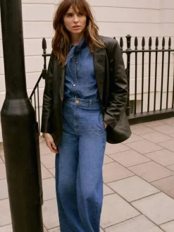 Mint Velvet Black Leather Single Breasted Blazer Sale