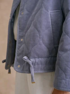 Mint Velvet Blue Cotton Blend Corduroy Quilted Jacket Hot