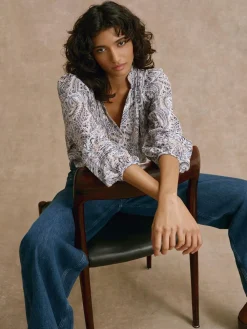 Mint Velvet Brown Paisley Print Blouse New