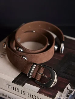 Mint Velvet Statement Leather Belt Brown Discount
