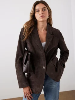 Mint Velvet Brown Suede Blazer Clearance