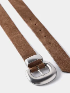 Mint Velvet Brown Suede Statement Buckle Belt Discount