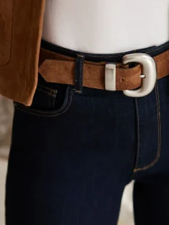 Mint Velvet Brown Suede Statement Buckle Belt Discount