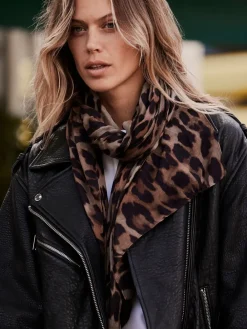 Mint Velvet Cream Leopard Print Scarf Hot
