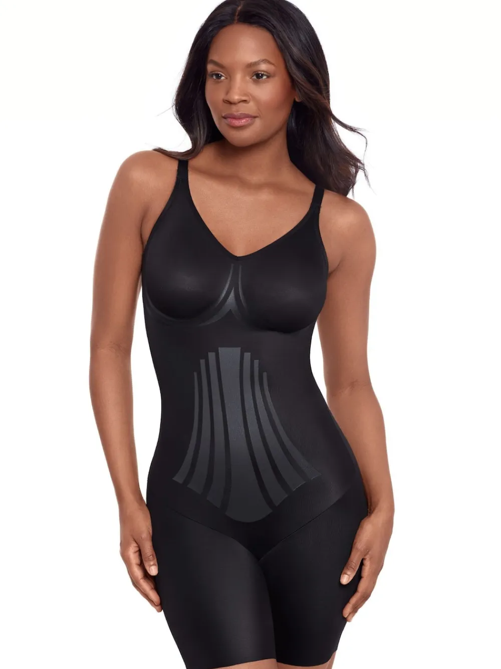 Miraclesuit Modern Miracle Extra Firm Control Thigh Slimming Bodysuit with Lycra Fit Sense Technology Black