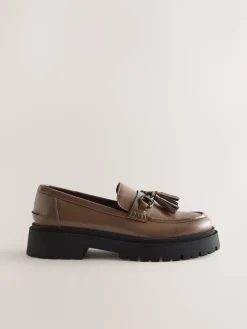 Next Forever Comfort Chunky Platform Tassel Loafers Mocha Brown Sale