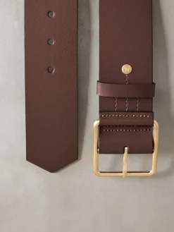 Next N. Premium Made In Italy Wide Leather Belt Mocha Brown