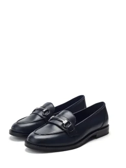 Moda in Pelle Elarra Flat Loafers With Snaffle Trim Blue Hot