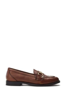 Moda in Pelle Elarra Flat Loafers With Snaffle Trim Brown Discount