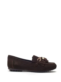 Moda in Pelle Essana Chain And Tassel Detail Moccasins Brown Discount