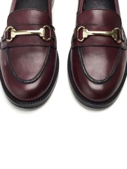 Moda in Pelle Elarra Flat Loafers With Snaffle Trim Red Clearance