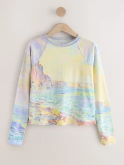 Next Monet Graphic License Long Sleeve Washed Effect Raw Seam T-Shirt Online