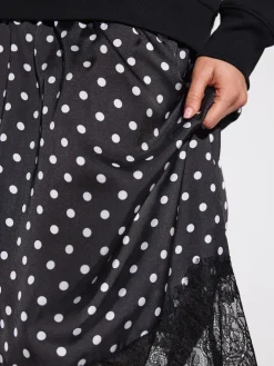 Next Mono Spot 2-In-1 Sweatshirt With Satin Midi Skirt New