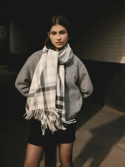 Next Midweight Scarf Monochrome Check Clearance