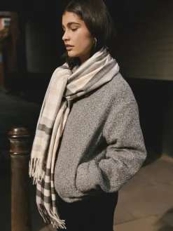 Next Midweight Scarf Monochrome Check Clearance