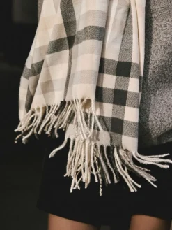 Next Midweight Scarf Monochrome Check Clearance