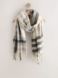 Next Midweight Scarf Monochrome Check Clearance