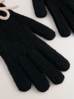 Next 3D Bows Knitted Gloves 1 Pack Monochrome Hot