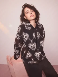 Next Half Zip Fleece Hoodie Monochrome Clearance