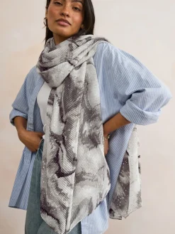 Next Monochrome Marble Plisse Lightweight Scarf Online