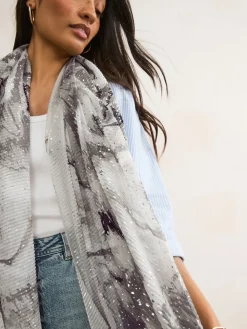 Next Monochrome Marble Plisse Lightweight Scarf Online