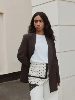 Next Monochrome Polka Dot Print Satin Square Scarf