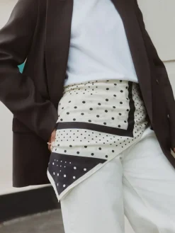 Next Monochrome Polka Dot Print Satin Square Scarf