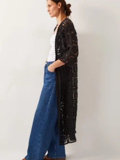 Monsoon Cara Crochet Beach Cover-Up Black Discount