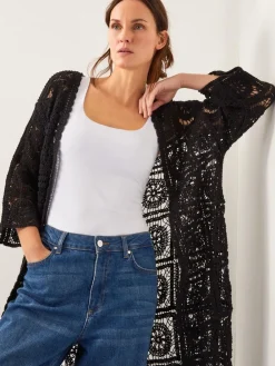 Monsoon Cara Crochet Beach Cover-Up Black Discount