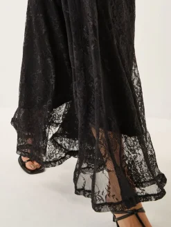 Monsoon Black Luna Lace Maxi Skirt Hot