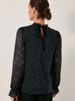 Monsoon Blue Larna Lace Long Sleeve Blouse Discount