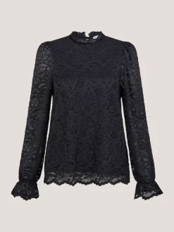 Monsoon Blue Larna Lace Long Sleeve Blouse Discount