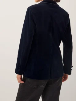 Monsoon Mila Single Breasted Velvet Blazer Blue Sale